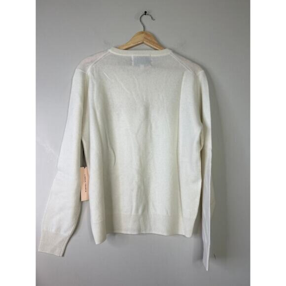 NWT Lingua Franca Cashmere Embroidered Long Sleeve Knit Sweater Cream Size: L - Picture 5 of 5